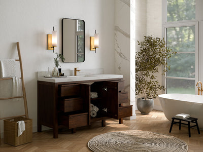 Elizabeth Teak Wood 60 in. W x 22 in. D Single Sink Bathroom Vanity - Willow Bath and Vanity