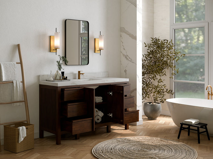 Elizabeth Teak Wood 60 in. W x 22 in. D Single Sink Bathroom Vanity - photo 3