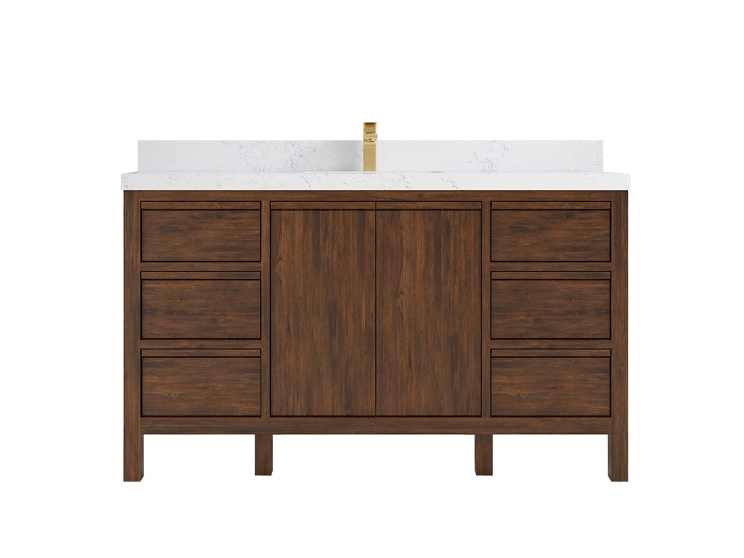 Elizabeth Teak Wood 60 in. W x 22 in. D Single Sink Bathroom Vanity - Willow Bath and Vanity