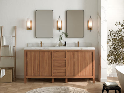 Elizabeth Teak Wood 72 in. W x 22 in. D Double Sink Bathroom Vanity - Willow Bath and Vanity