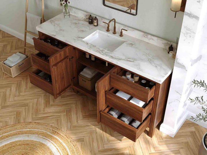 Elizabeth Teak Wood 72 in. W x 22 in. D Single Sink Bathroom Vanity - photo 3