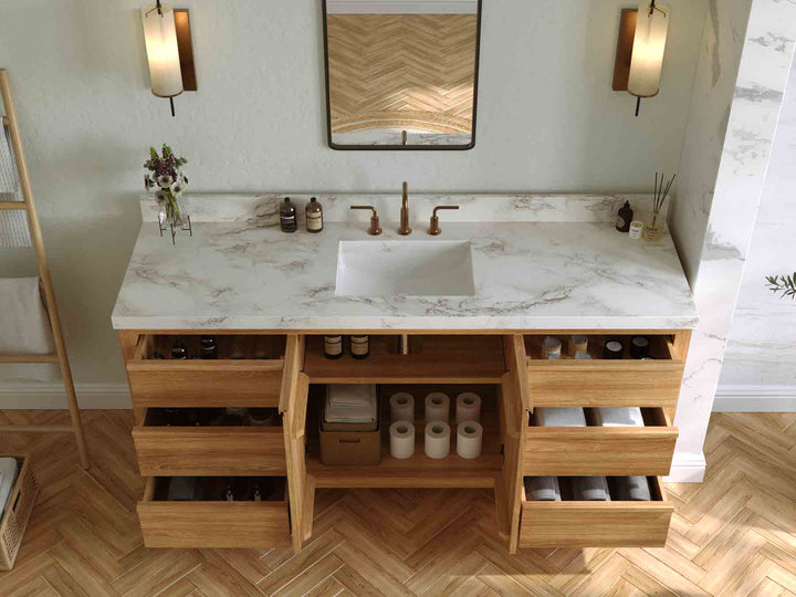 Elizabeth Teak Wood 72 in. W x 22 in. D Single Sink Bathroom Vanity - photo 5