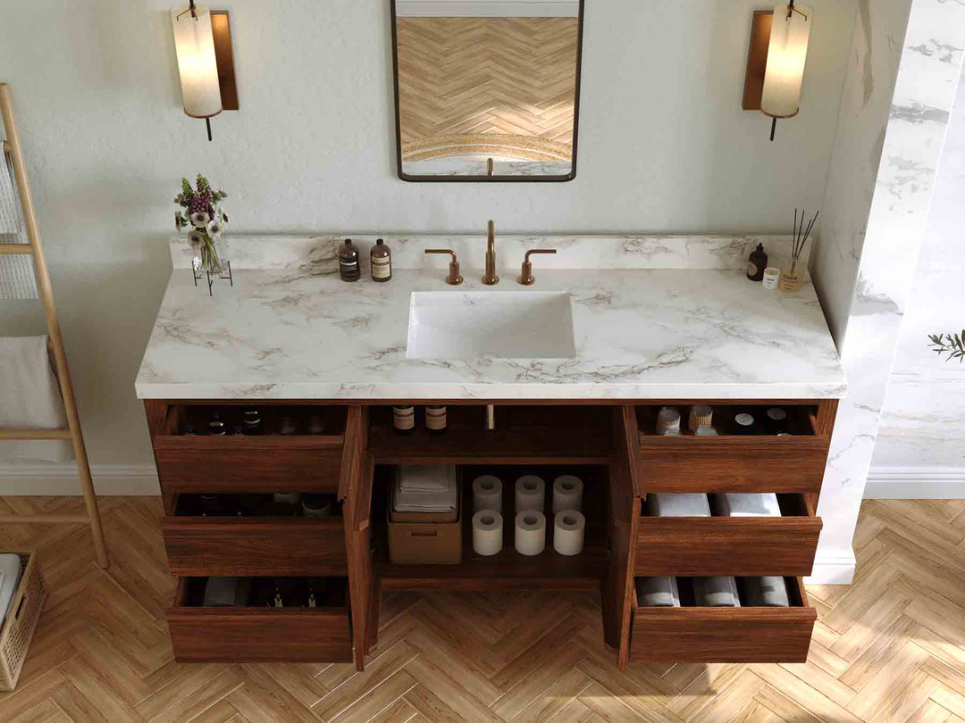Elizabeth Teak Wood 72 in. W x 22 in. D Single Sink Bathroom Vanity - Willow Bath and Vanity