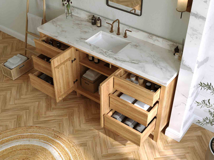 Elizabeth Teak Wood 72 in. W x 22 in. D Single Sink Bathroom Vanity - photo 3