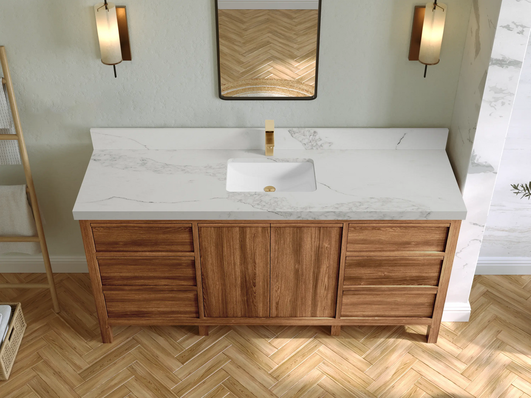 Elizabeth Teak Wood 72 in. W x 22 in. D Single Sink Bathroom Vanity - Willow Bath and Vanity