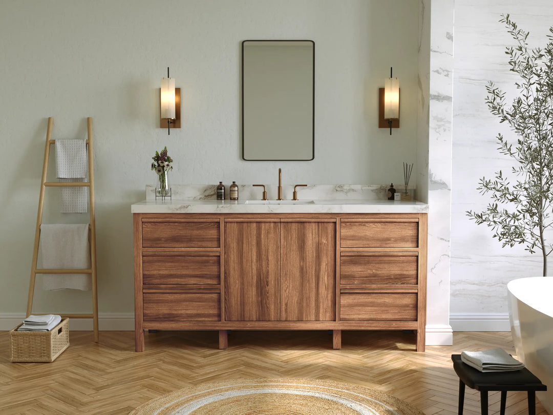 Elizabeth Teak Wood 72 in. W x 22 in. D Single Sink Bathroom Vanity - Willow Bath and Vanity