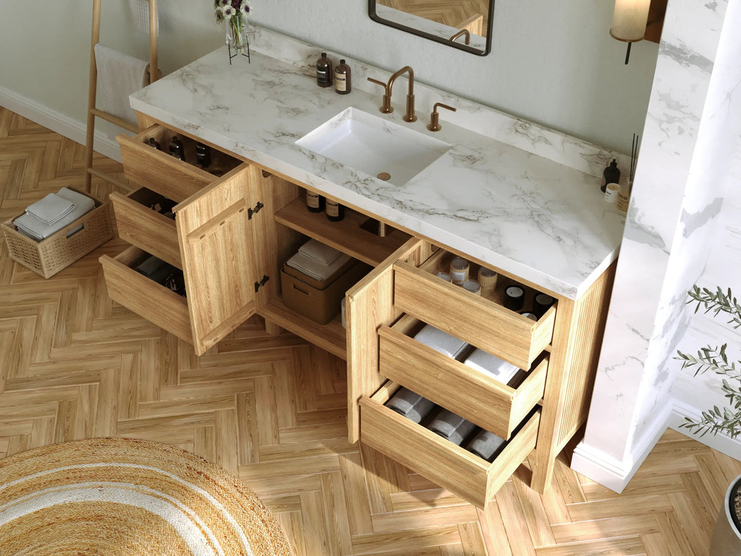 Elizabeth Teak Wood 72 in. W x 22 in. D Single Sink Bathroom Vanity - Willow Bath and Vanity