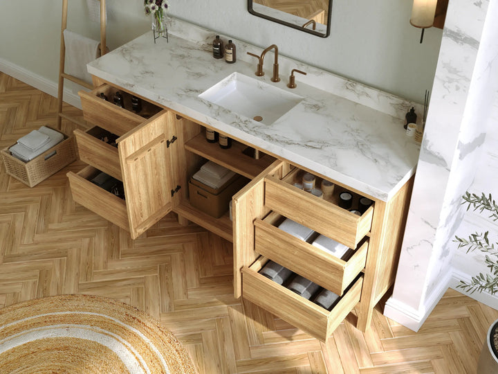 Elizabeth Teak Wood 72 in. W x 22 in. D Single Sink Bathroom Vanity - photo 3