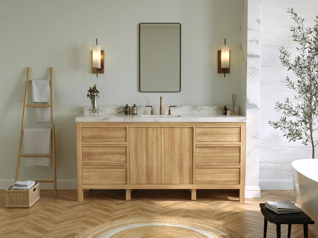 Elizabeth Teak Wood 72 in. W x 22 in. D Single Sink Bathroom Vanity - Willow Bath and Vanity