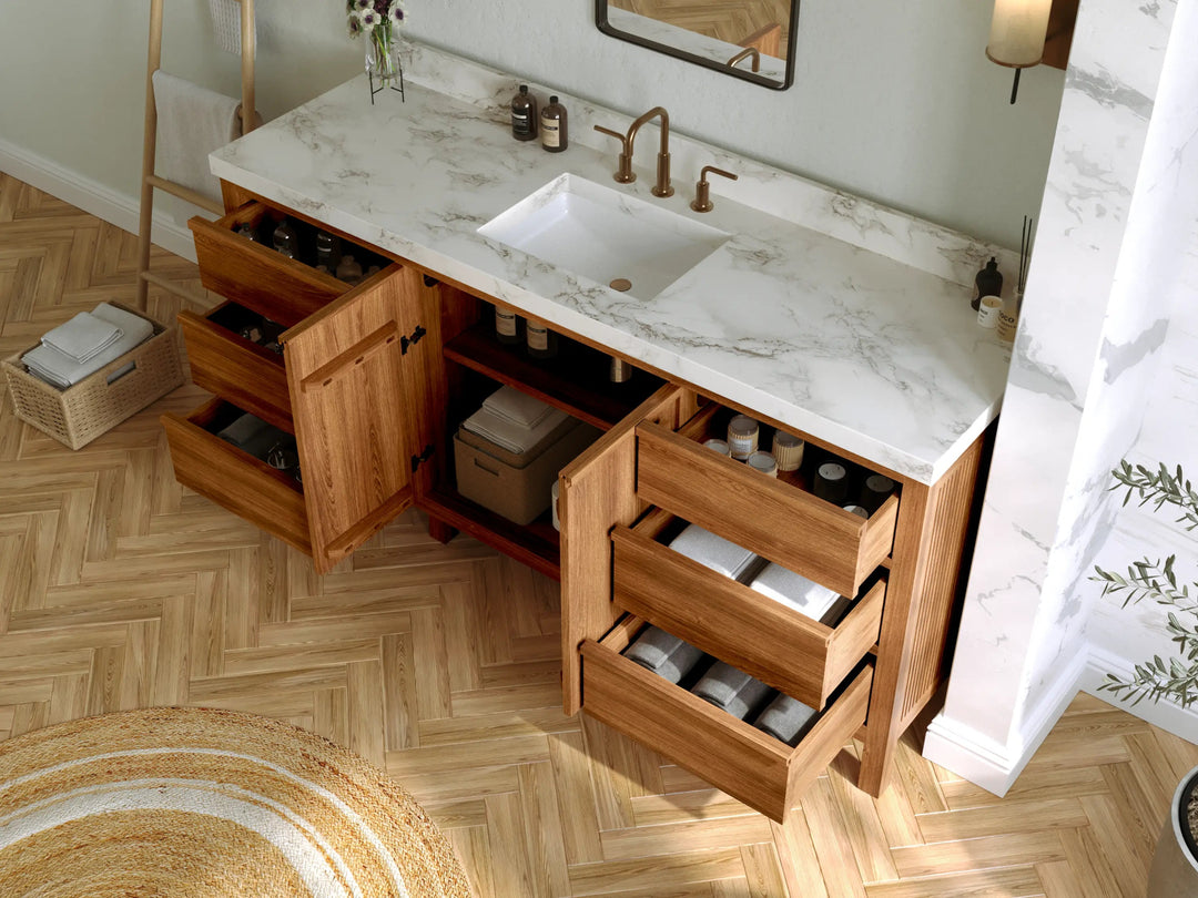 Elizabeth Teak Wood 72 in. W x 22 in. D Single Sink Bathroom Vanity - Willow Bath and Vanity