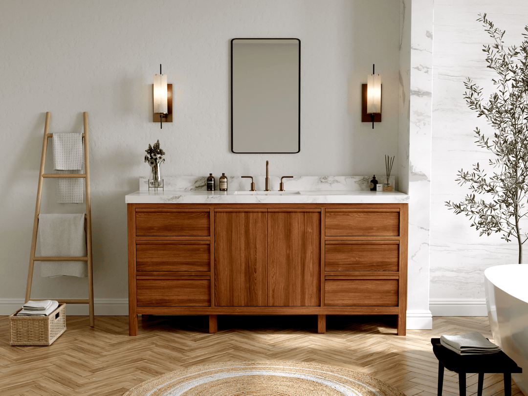 Elizabeth Teak Wood 72 in. W x 22 in. D Single Sink Bathroom Vanity - Willow Bath and Vanity