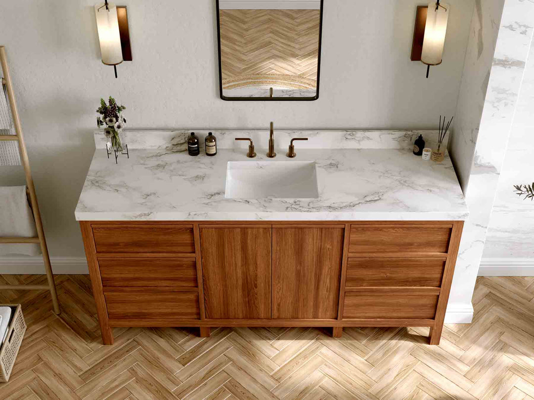 Elizabeth Teak Wood 72 in. W x 22 in. D Single Sink Bathroom Vanity - Willow Bath and Vanity