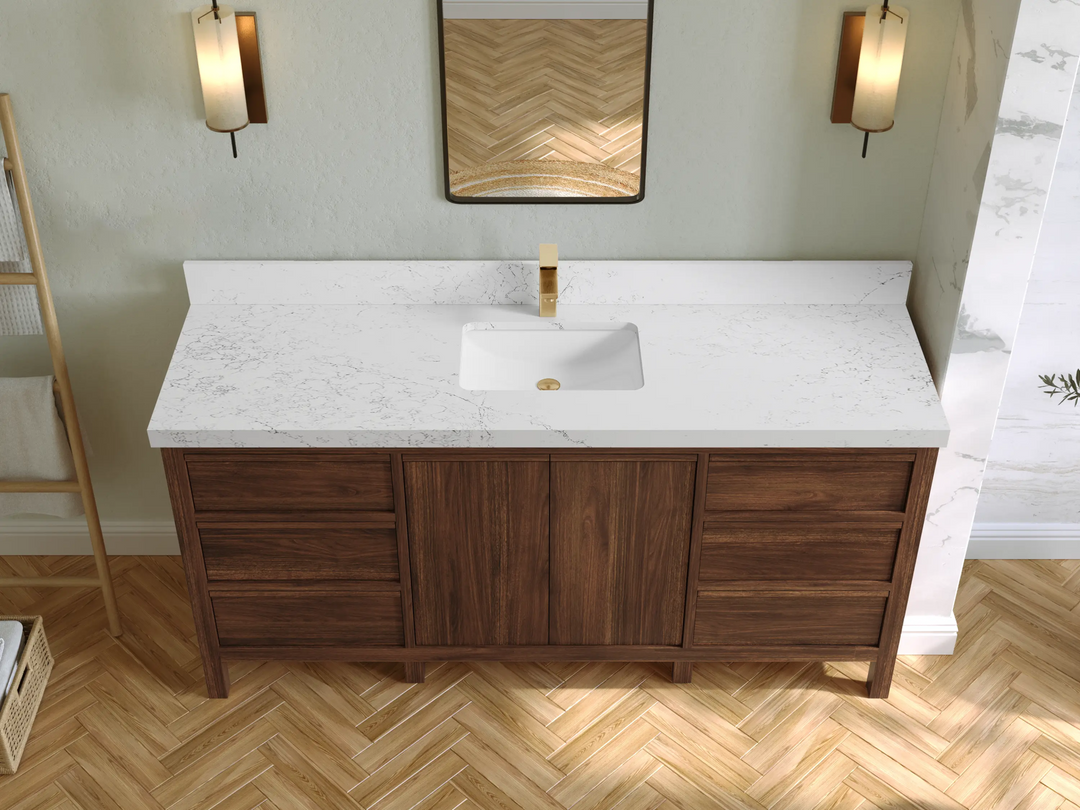 Elizabeth Teak Wood 72 in. W x 22 in. D Single Sink Bathroom Vanity - Willow Bath and Vanity
