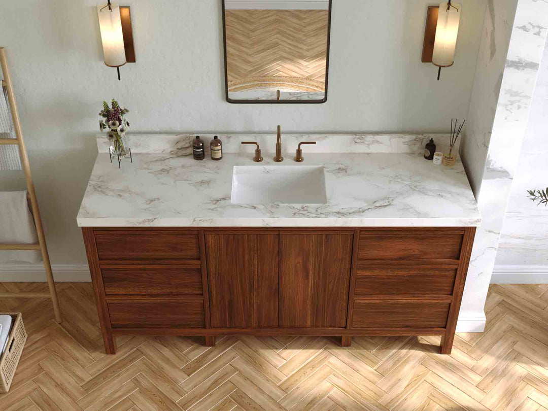 Elizabeth Teak Wood 72 in. W x 22 in. D Single Sink Bathroom Vanity - Willow Bath and Vanity