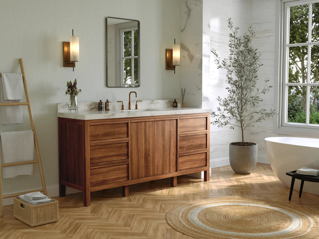 Elizabeth Teak Wood 72 in. W x 22 in. D Single Sink Bathroom Vanity - Willow Bath and Vanity