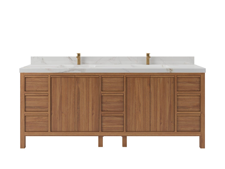Elizabeth Teak Wood 84 in. W x 22 in. D Double Sink Bathroom Vanity - photo 1