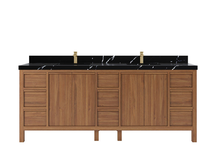 Elizabeth Teak Wood 84 in. W x 22 in. D Double Sink Bathroom Vanity - photo 2