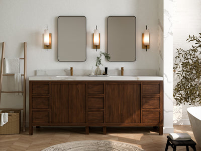 Elizabeth Teak Wood 84 in. W x 22 in. D Double Sink Bathroom Vanity - Willow Bath and Vanity