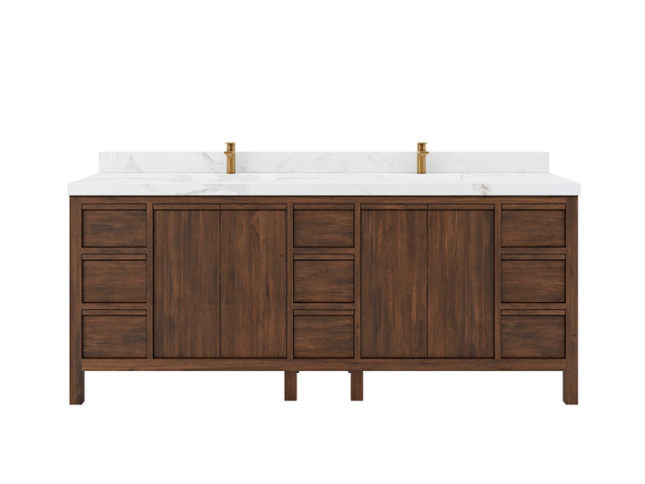 Elizabeth Teak Wood 84 in. W x 22 in. D Double Sink Bathroom Vanity - photo 1