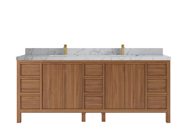 Elizabeth Teak Wood 84 in. W x 22 in. D Double Sink Bathroom Vanity - photo 24