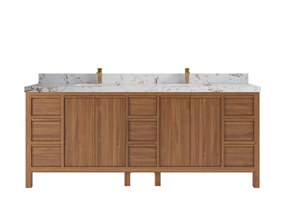 Elizabeth Teak Wood 84 in. W x 22 in. D Double Sink Bathroom Vanity - Willow Bath and Vanity