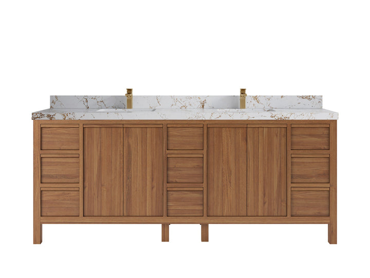Elizabeth Teak Wood 84 in. W x 22 in. D Double Sink Bathroom Vanity - photo 22