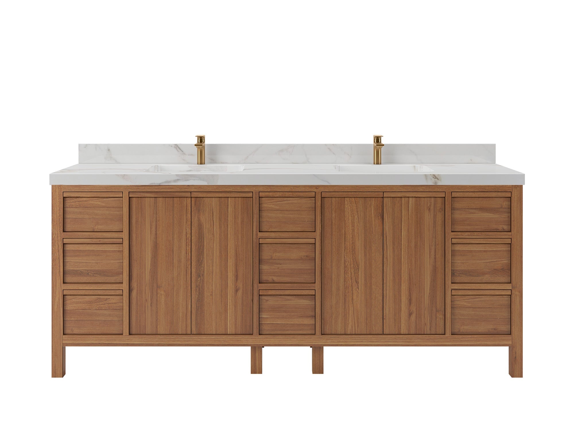 Elizabeth Teak Wood 84 in. W x 22 in. D Double Sink Bathroom Vanity - Willow Bath and Vanity