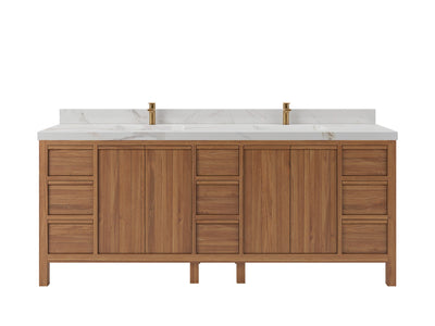 Elizabeth Teak Wood 84 in. W x 22 in. D Double Sink Bathroom Vanity - Willow Bath and Vanity