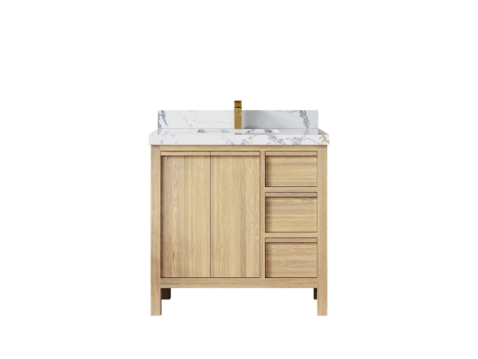 Elizabeth White Oak 36 in. W x 22 in. D Center Sink Bathroom Vanity - Willow Bath and Vanity