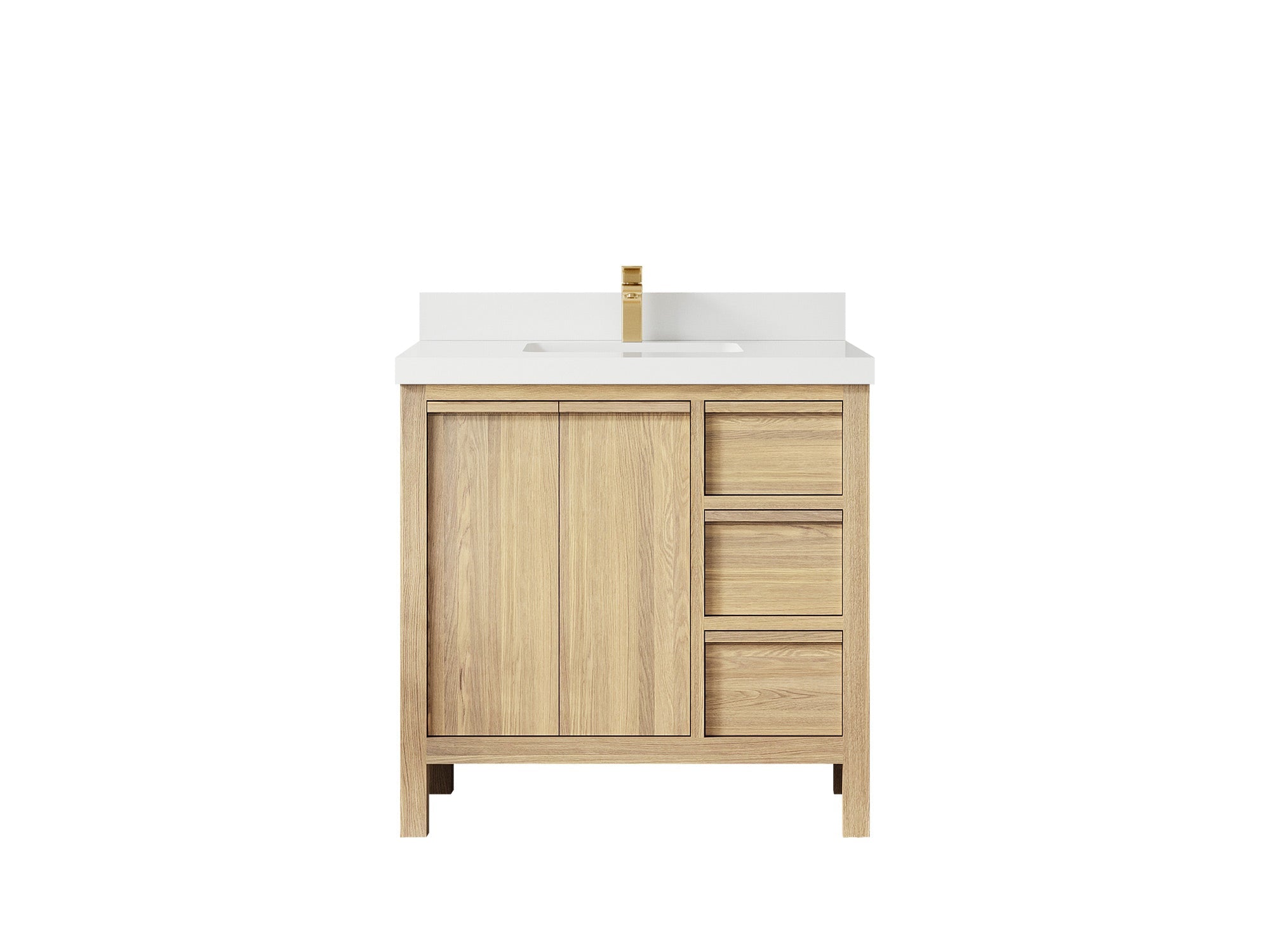 Elizabeth White Oak 36 in. W x 22 in. D Center Sink Bathroom Vanity - Willow Bath and Vanity