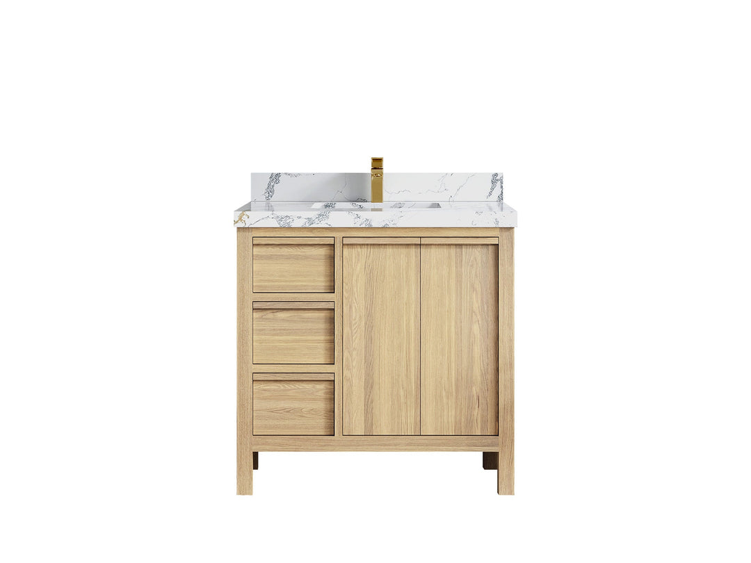 Elizabeth White Oak 36 in. W x 22 in. D Center Sink Bathroom Vanity - Willow Bath and Vanity