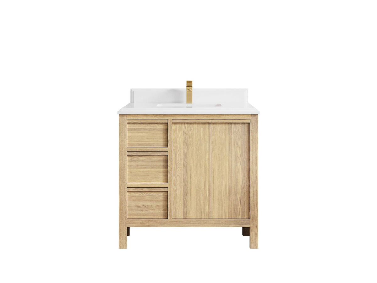 Elizabeth White Oak 36 in. W x 22 in. D Center Sink Bathroom Vanity - Willow Bath and Vanity