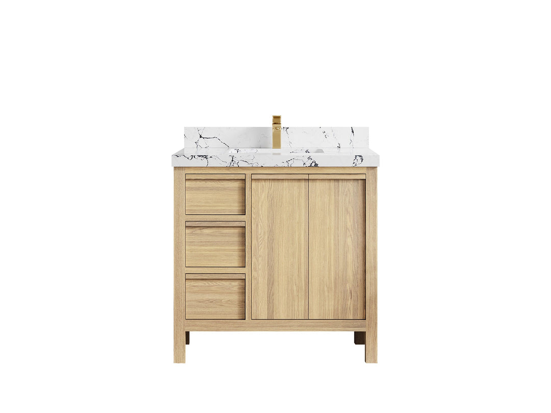 Elizabeth White Oak 36 in. W x 22 in. D Center Sink Bathroom Vanity - Willow Bath and Vanity