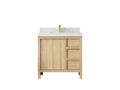 Elizabeth White Oak 36 in. W x 22 in. D Center Sink Bathroom Vanity - Willow Bath and Vanity