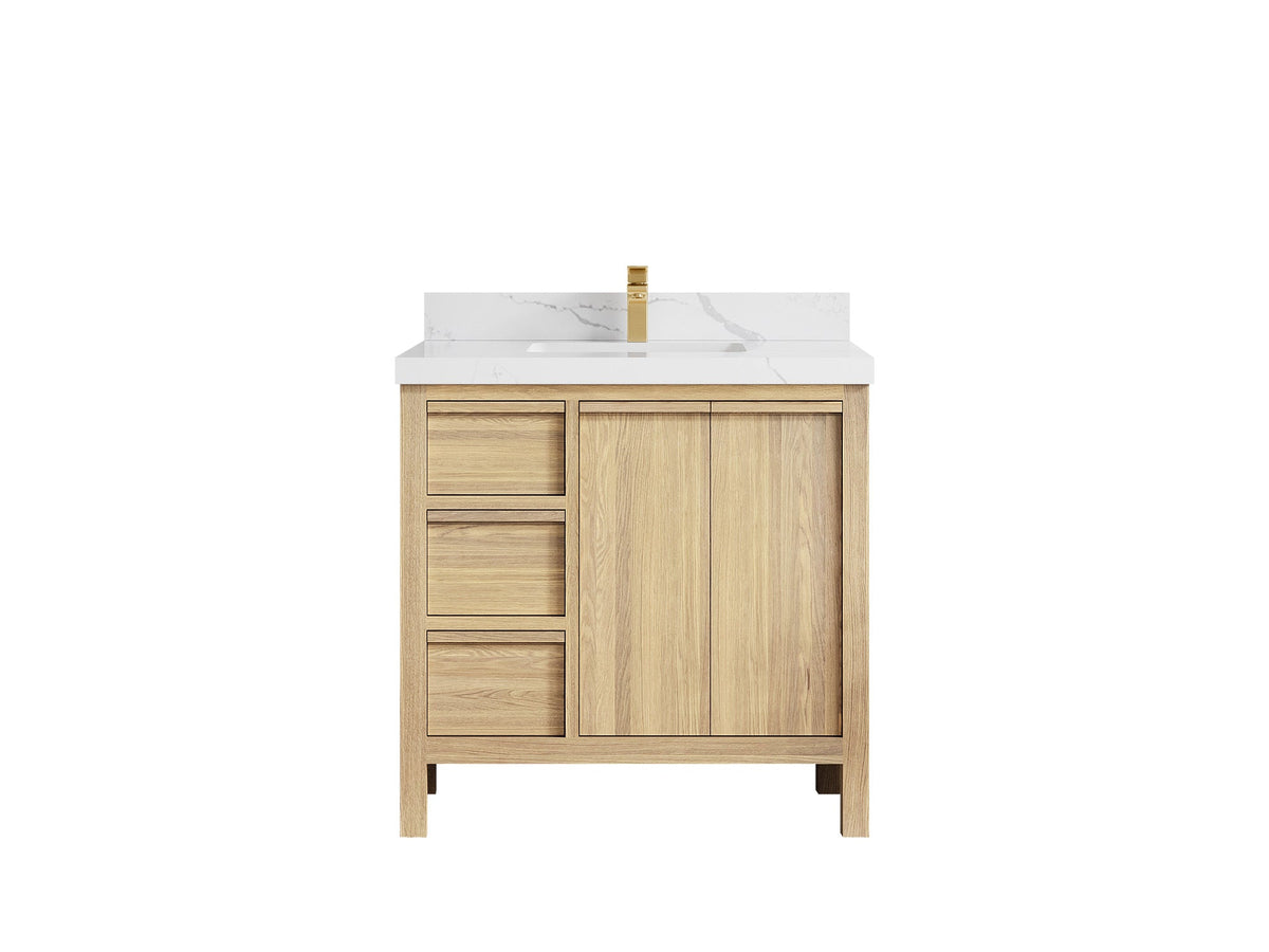 Elizabeth White Oak 36 in. W x 22 in. D Center Sink Bathroom Vanity - Willow Bath and Vanity