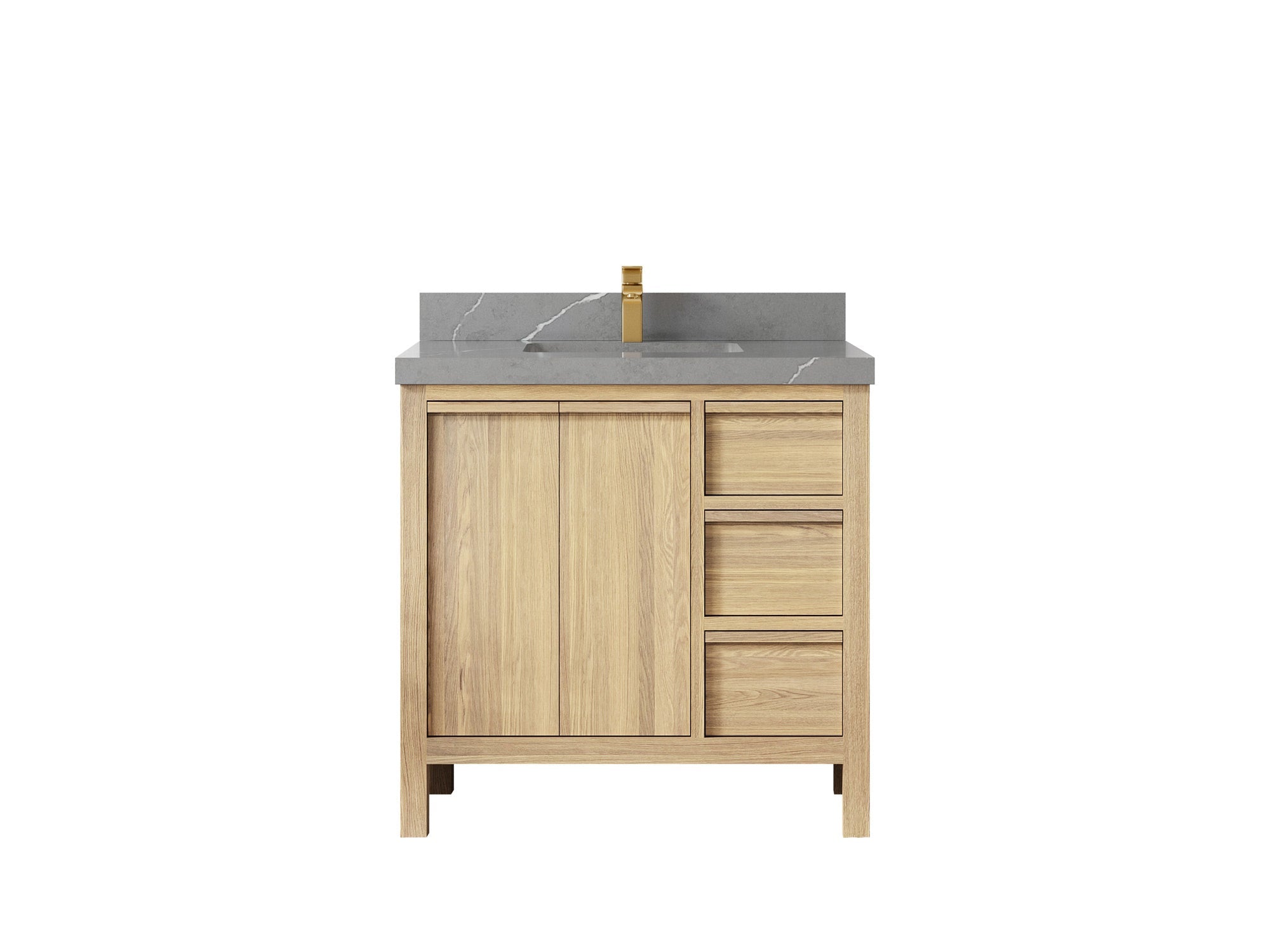 Elizabeth White Oak 36 in. W x 22 in. D Center Sink Bathroom Vanity - Willow Bath and Vanity