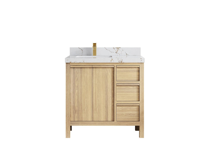 Elizabeth White Oak 36 in. W x 22 in. D Left Offset Sink Bathroom Vanity - photo 1