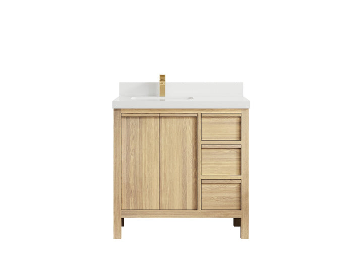 Elizabeth White Oak 36 in. W x 22 in. D Left Offset Sink Bathroom Vanity - photo 49