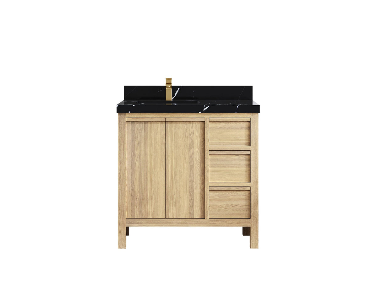 Elizabeth White Oak 36 in. W x 22 in. D Left Offset Sink Bathroom Vanity - Willow Bath and Vanity