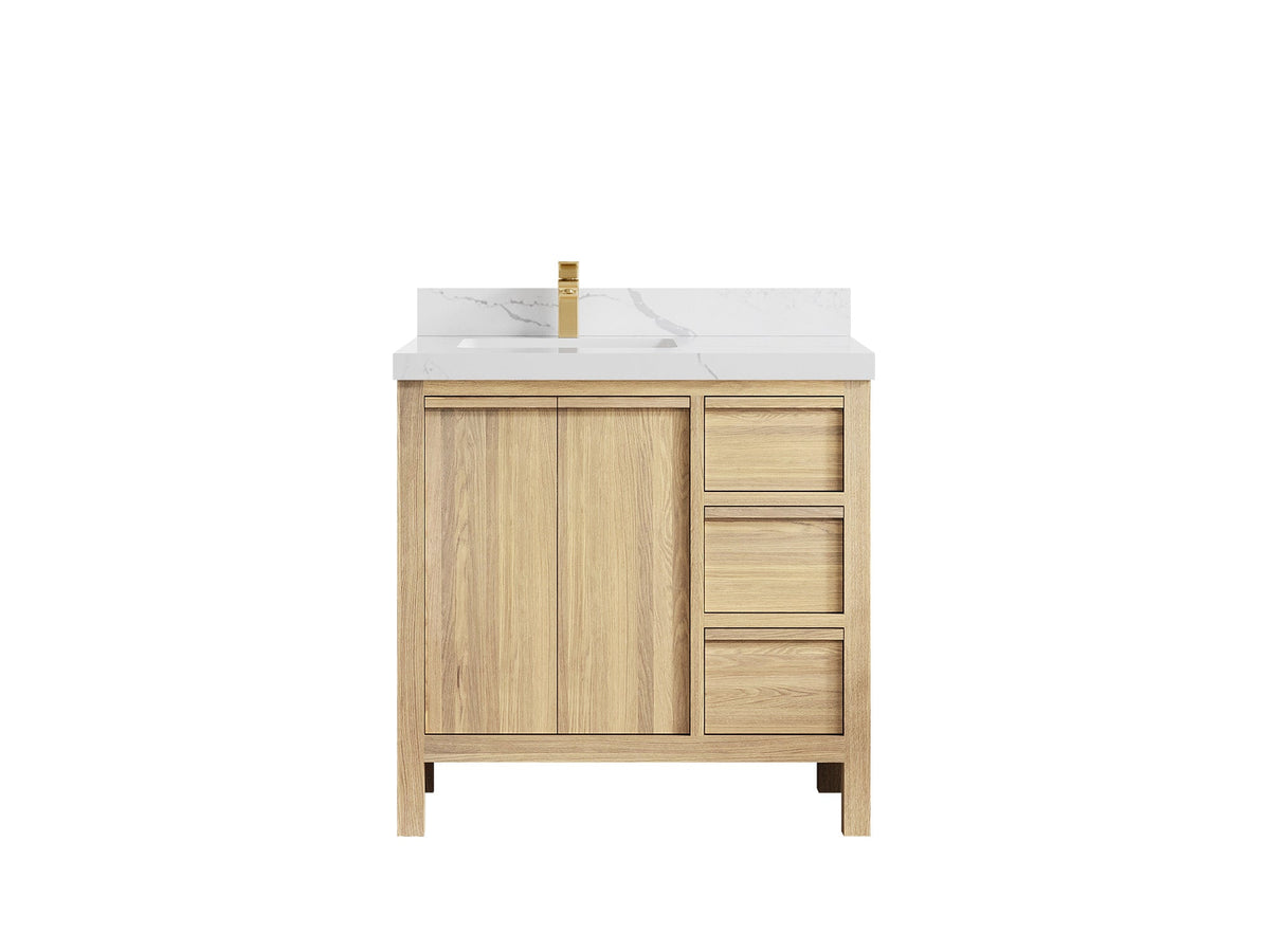 Elizabeth White Oak 36 in. W x 22 in. D Left Offset Sink Bathroom Vanity - Willow Bath and Vanity