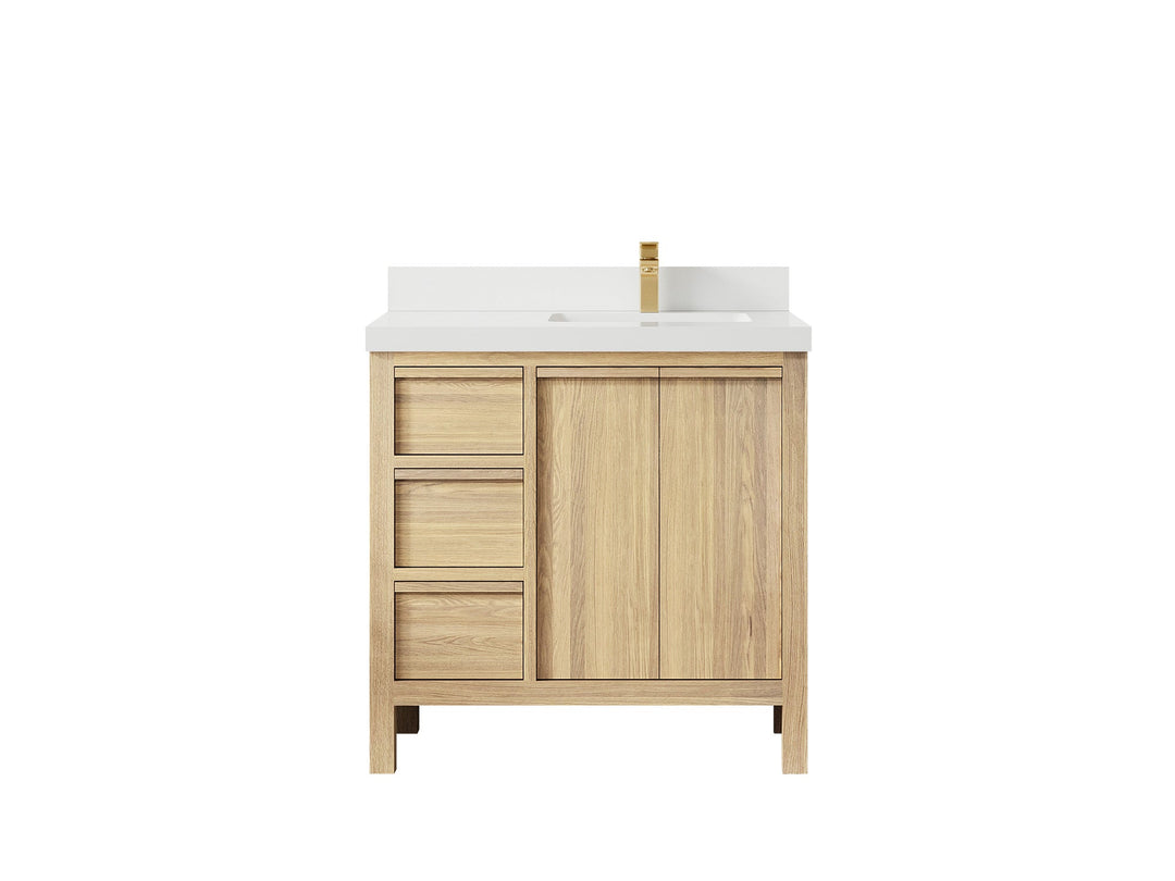 Elizabeth White Oak 36 in. W x 22 in. D Right Offset Sink Bathroom Vanity - Willow Bath and Vanity