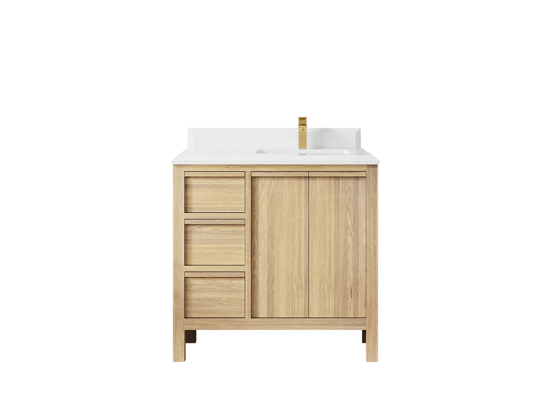Elizabeth White Oak 36 in. W x 22 in. D Right Offset Sink Bathroom Vanity - Willow Bath and Vanity