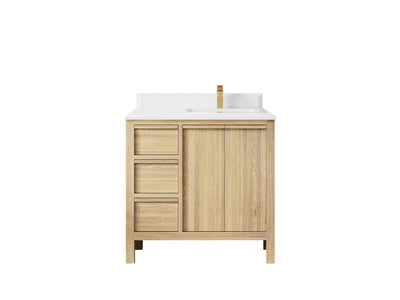 Elizabeth White Oak 36 in. W x 22 in. D Right Offset Sink Bathroom Vanity - Willow Bath and Vanity