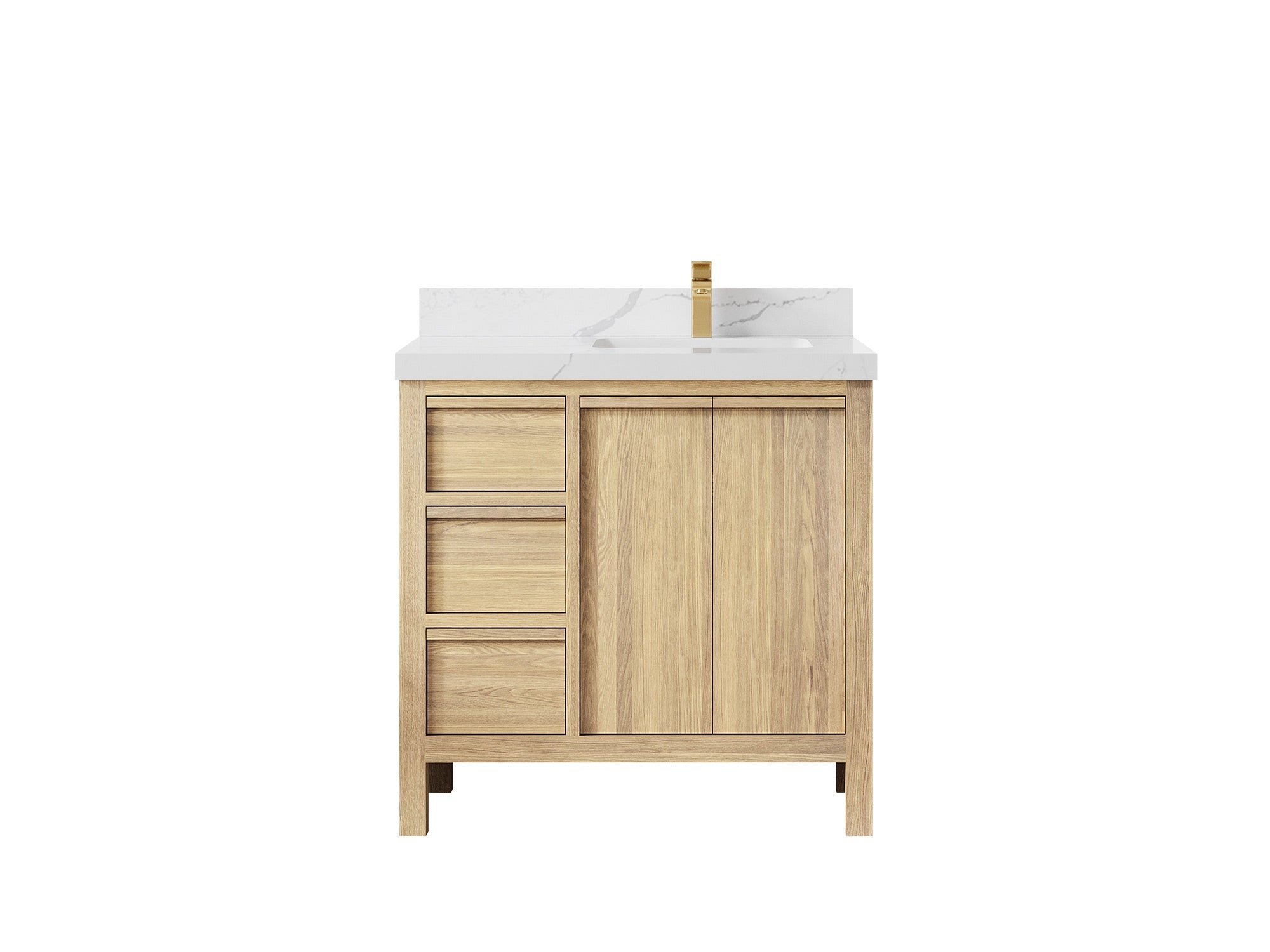 Elizabeth White Oak 36 in. W x 22 in. D Right Offset Sink Bathroom Vanity - Willow Bath and Vanity