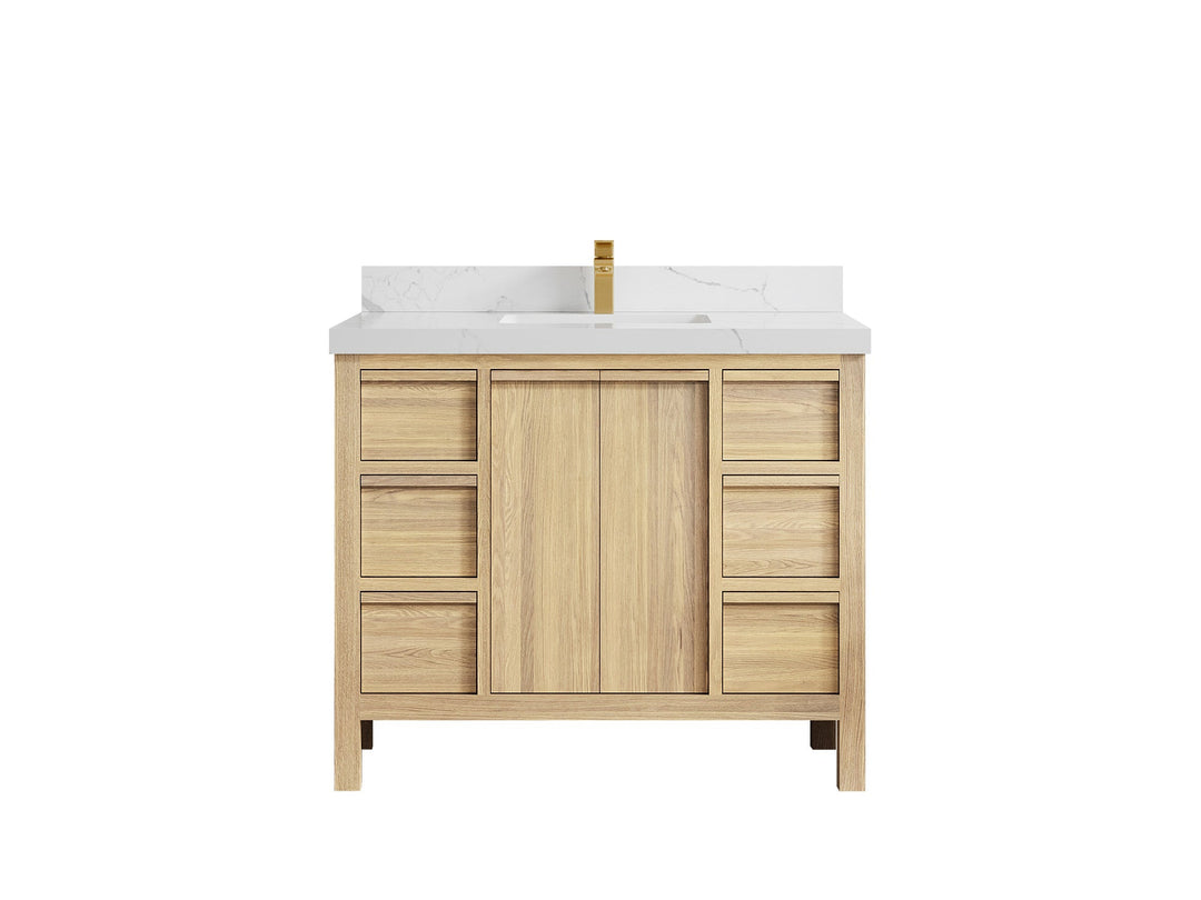 Elizabeth White Oak 42 in. W x 22 in. D Single Sink Bathroom Vanity - Willow Bath and Vanity