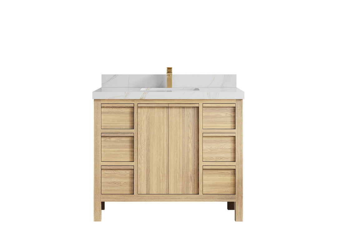 Elizabeth White Oak 42 in. W x 22 in. D Single Sink Bathroom Vanity - Willow Bath and Vanity
