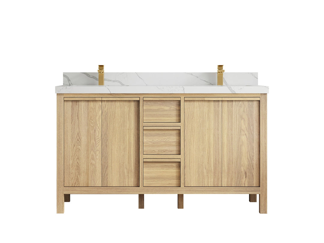 Elizabeth White Oak 60 in. W x 22 in. D Double Sink Bathroom Vanity - Willow Bath and Vanity