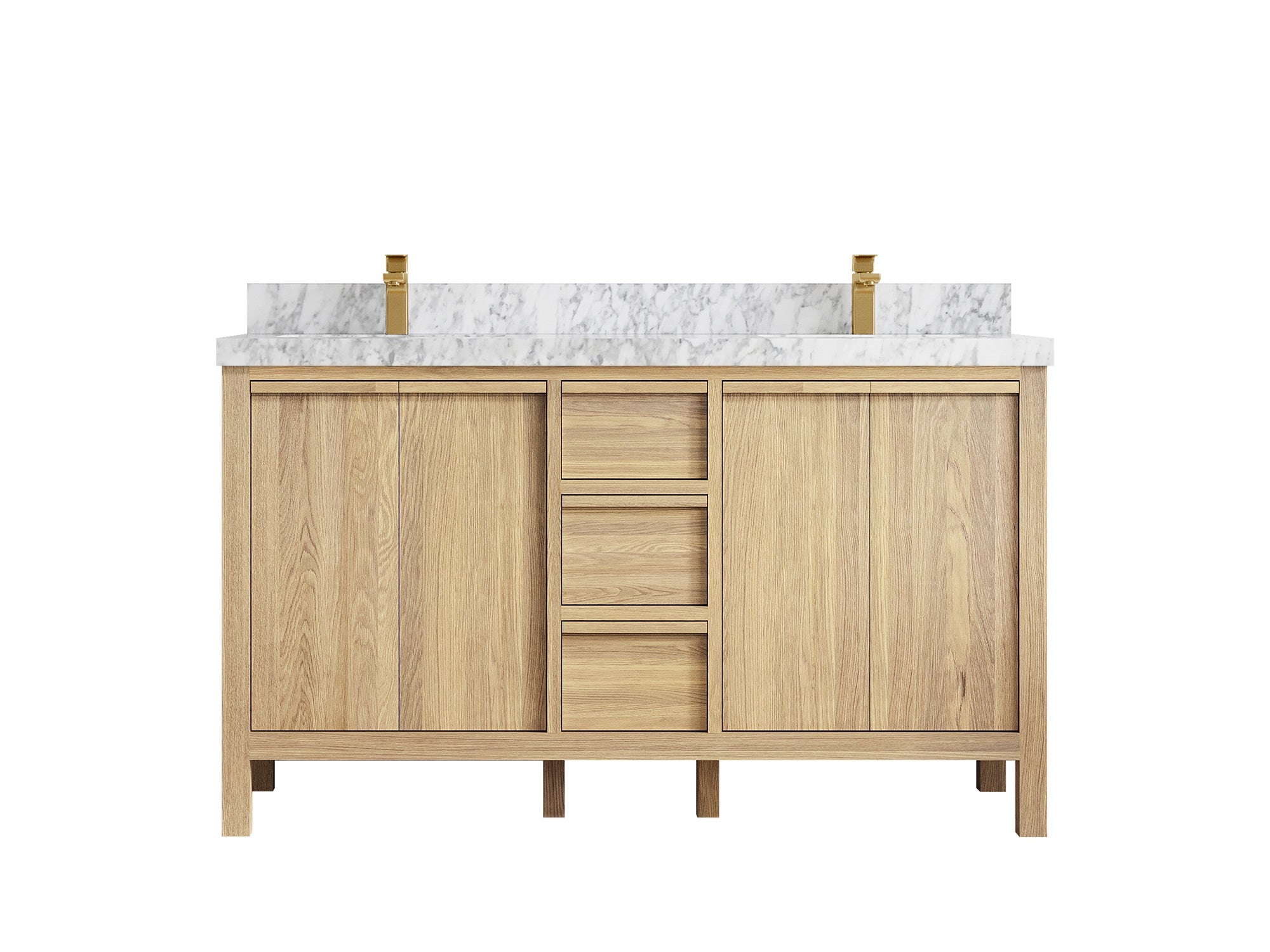 Elizabeth White Oak 60 in. W x 22 in. D Double Sink Bathroom Vanity - Willow Bath and Vanity
