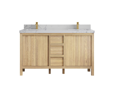 Elizabeth White Oak 60 in. W x 22 in. D Double Sink Bathroom Vanity - Willow Bath and Vanity