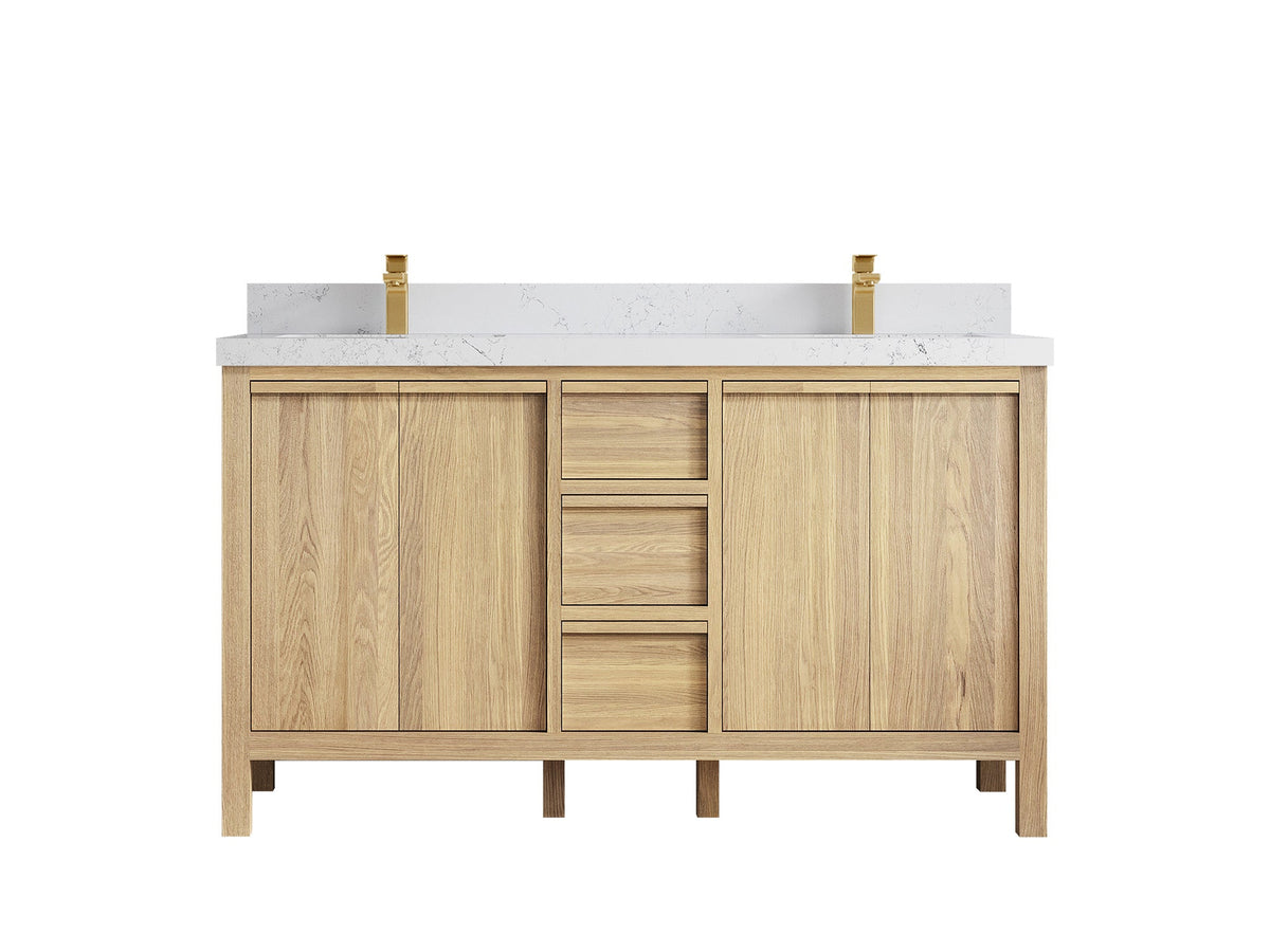 Elizabeth White Oak 60 in. W x 22 in. D Double Sink Bathroom Vanity - Willow Bath and Vanity